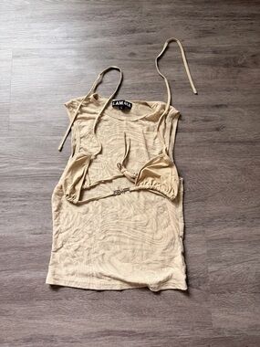 I.AM.GIA Sand Beige Sheer Mesh Tank with Bikini Top